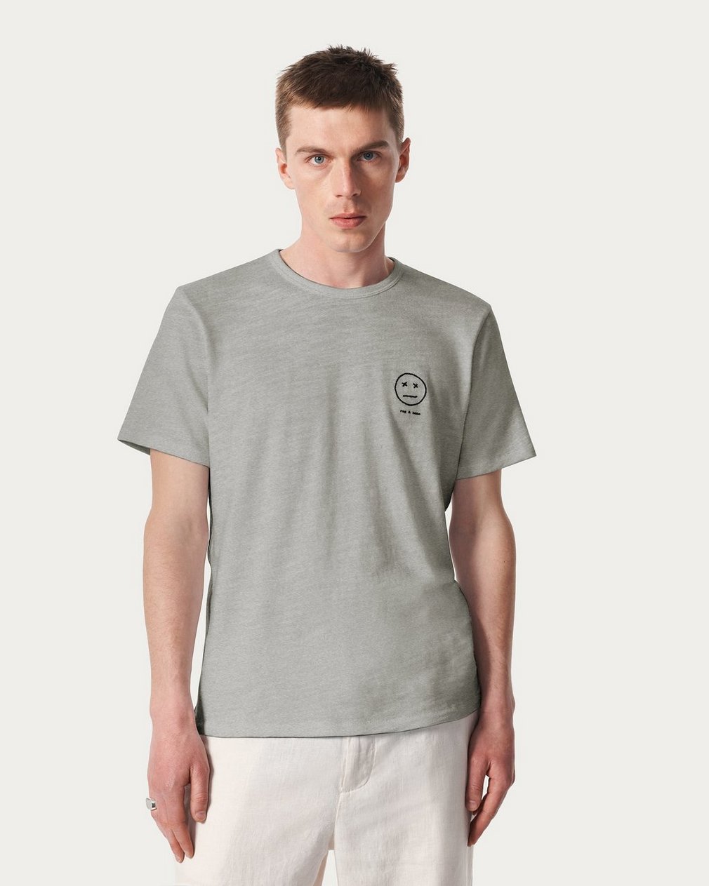 Sour Face Embroidered Tee - Leaf Grey - Image 2