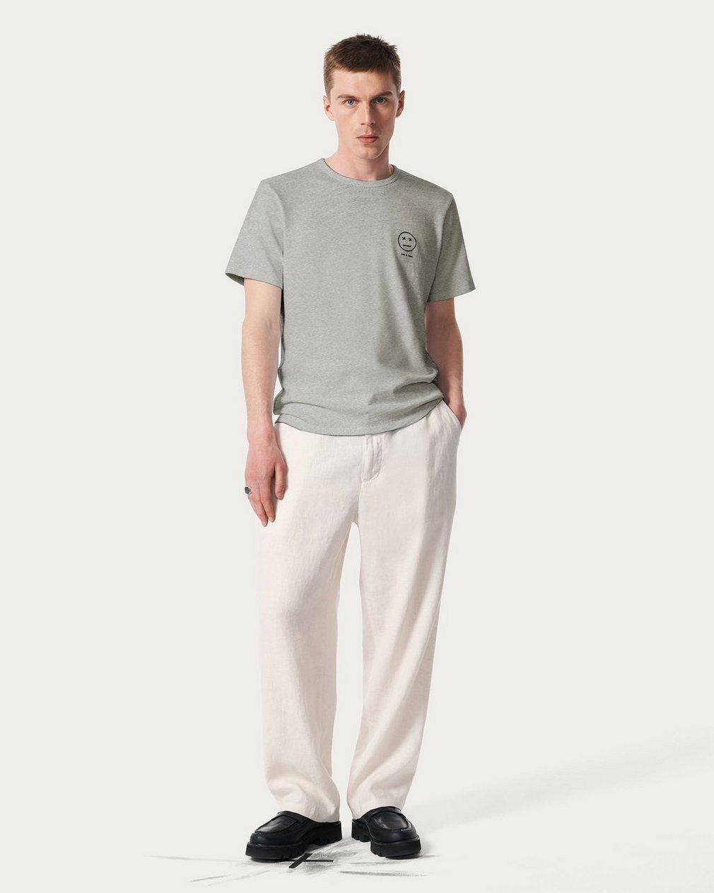 Sour Face Embroidered Tee - Leaf Grey - Image 3
