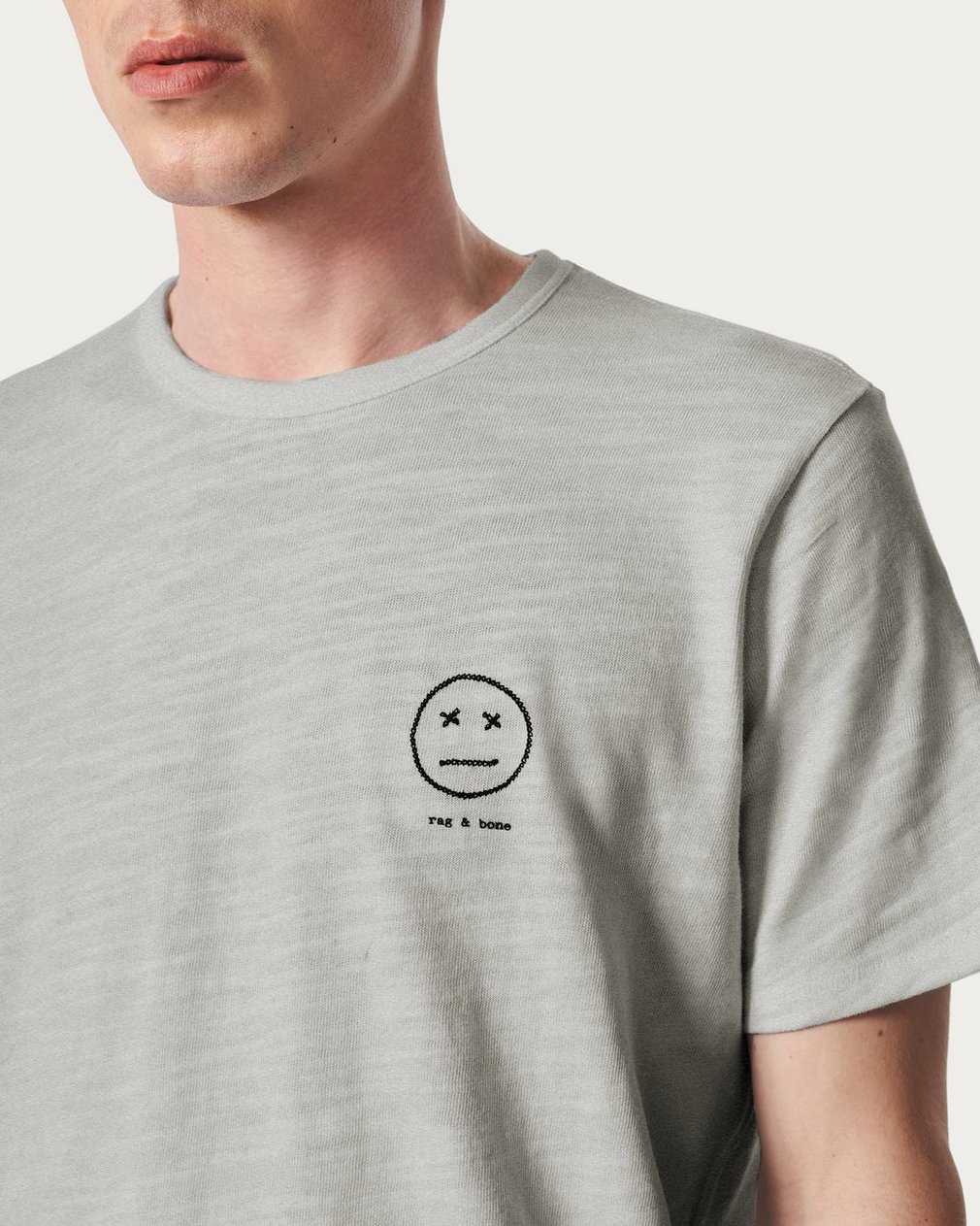 Sour Face Embroidered Tee - Leaf Grey - Image 4