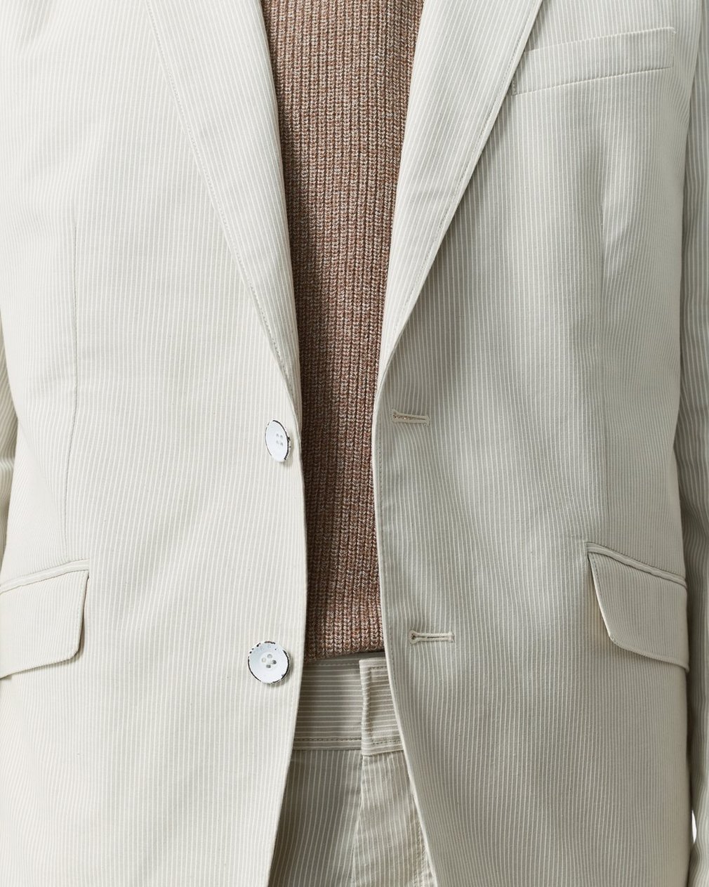 Butler Striped Stretch Cotton Blazer - Grey Stripe - Image 3
