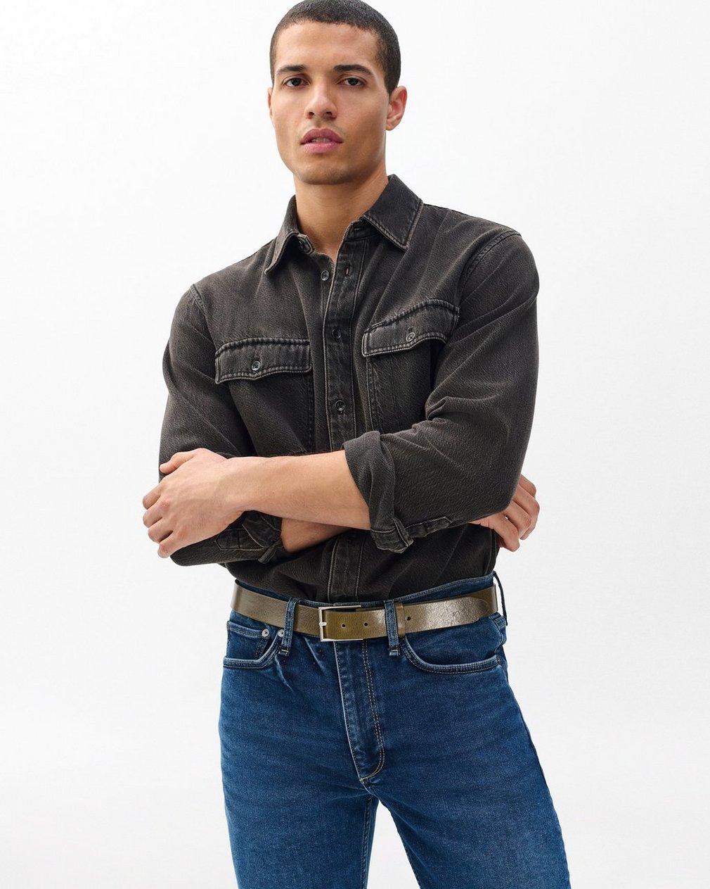 Parker Leather Belt - Olive - Image 2
