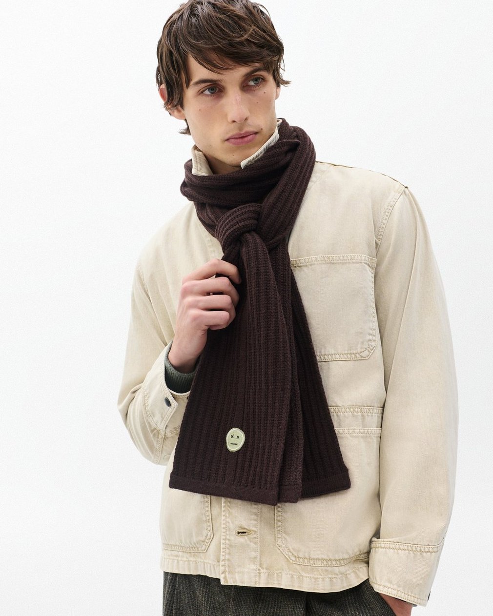 Sour Face Wool Scarf - Brown - Image 2