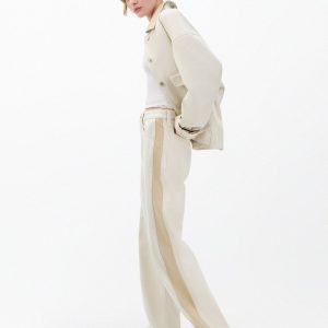 Logan Spliced Wide-Leg Jeans Two Tone Stone