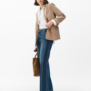 Logan Spliced Wide-Leg Jeans Two Tone Dk Indigo