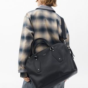 Gramercy Large Leather Satchel Black