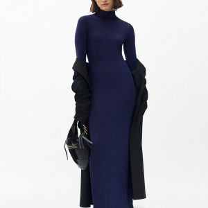 Elsa Metallic Maxi Dress Dark Blue