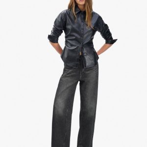 Miramar Drawstring Wide-Leg Pants Washed Black