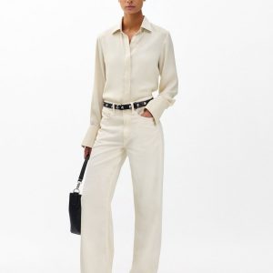 Featherweight Logan Wide Leg Ecru: Mid-Rise Jean