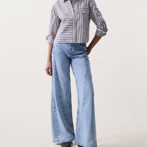 Serena Spliced Wide-Leg Jeans Oconee
