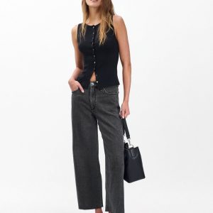 Andi Ankle Wide-Leg Jeans Raven