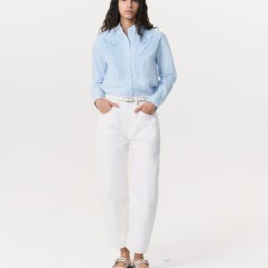 Charlie Ankle-Length Barrel Jeans White