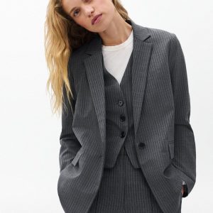 Jennifer Striped Two-in-One Blazer Grey Stripe