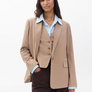 Jennifer Two-in-One Blazer Heathered Camel