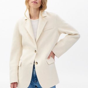 Zoe Double-Face Wool Blazer Ivory