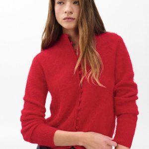 Jada Brushed Cashmere Cardigan Red
