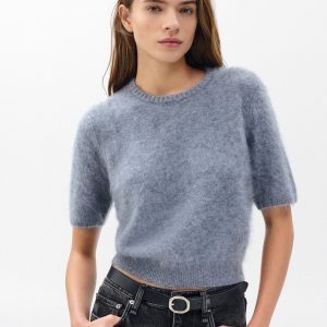 Jada Brushed Short-Sleeve Crewneck Heather Grey
