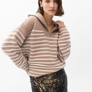 Raven Wool-Cashmere Half-Zip Sweater Camel