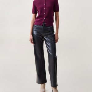 Michal Short-Sleeve Cardigan Dark Berry