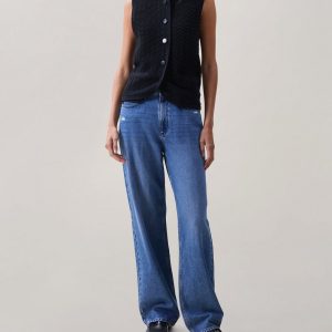 Vivi Open-Knit Cotton-Blend Vest Black
