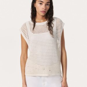 Ezra Open-Knit Vest White