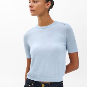 Adeline Lightweight Cashmere T Shirt Light Blue