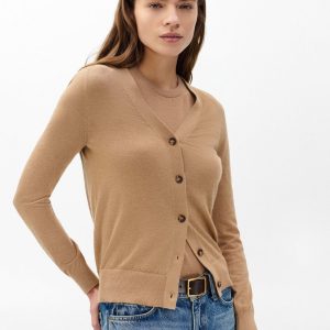 Adeline Lightweight Cashmere Cardigan Camel