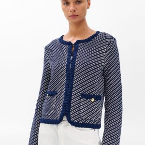 Claire Striped Cardigan Indigo