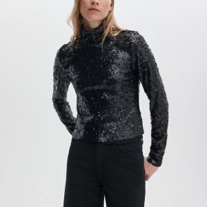 Lucy Sequined Turtleneck Black