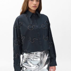 Beatrice Embroidered Poplin Shirt Black Embroidery