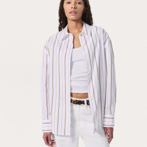 Jessica Striped Poplin Shirt Brown Stripe