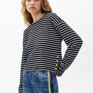 The Knit Striped Long-Sleeve T Shirt Black Multi