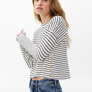 The Knit Striped Long-Sleeve T Shirt Beige Multi