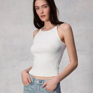 Essential Rib String Tank White
