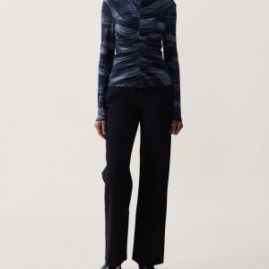 Lucy Shirred Top Navy Multi