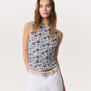 Luca Floral Shirred Tank Top Salute Multi