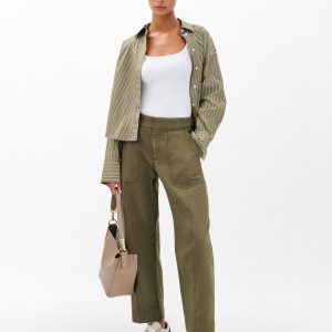 Anita Cropped Cotton Pants Olive