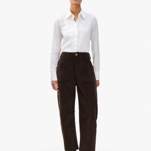 Charlie Ankle Barrel Corduroy Pants Dark Brown