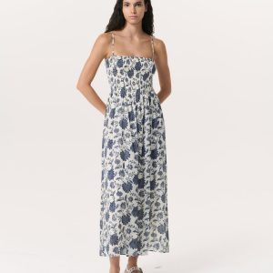Hallie Floral Cotton-Silk Maxi Dress Cream Floral