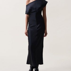 Evelyn Satin Dress Black
