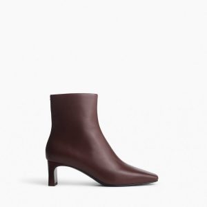 Avery Zip Leather Ankle Boots Mocha