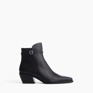 Joni Leather Buckle Boots Black