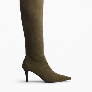 Mercer Suede Knee-High Boots Olive Night Suede