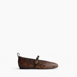 Spire Leather Mary Janes Brown Snake