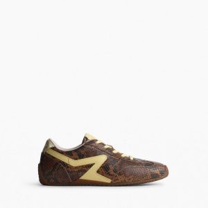 Ultra Slim Retro Runner Sneakers Mocha Snake