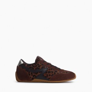 Ultra Slim Retro Runner Sneakers Leopard Mocha
