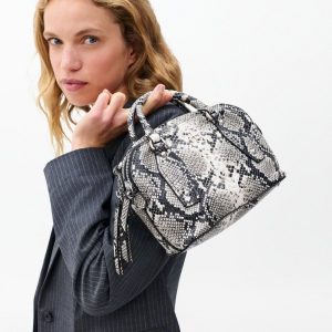 Gramercy Small Snakeskin Leather Satchel Natural