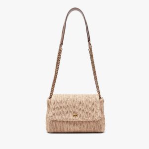 Chelsea Small Straw Flap Bag Natural