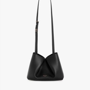 Bloom Medium Calf Leather Crossbody Bag Black