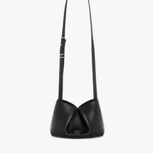 Bloom Small Calf Leather Crossbody Bag Black