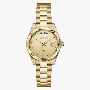 Lex Day Date Bracelet Watch, 34mm Gold